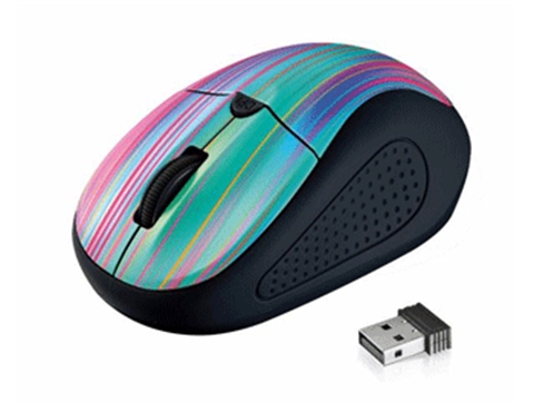 Мишка оптична, безжична, черна/Rainbow, USB